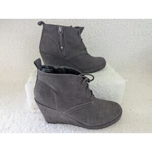 DOLCE VITA Ankle Boots Women 7 Wedge Cocoa Brown Faux Suede Laceup